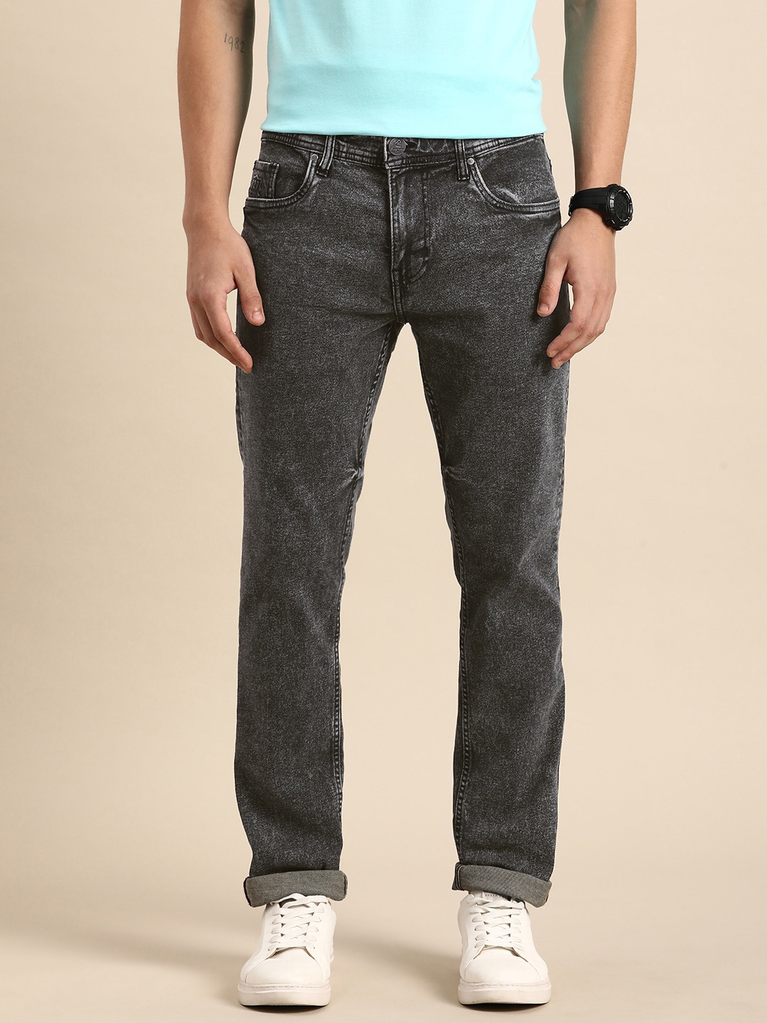 

Being Human Men Slim Fit Mid Rise Heavy Fade Stretchable Jeans, Black