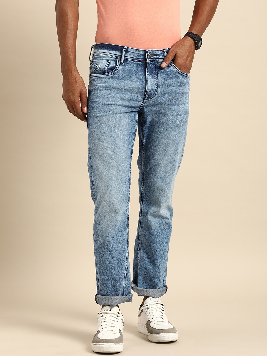 

Being Human Men Slim Fit Heavy Fade Stretchable Mid-Rise Jeans, Blue