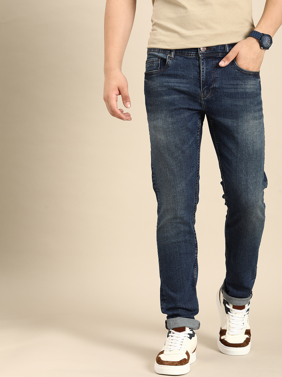 

Being Human Men Slim Fit Light Fade Stretchable Jeans, Navy blue