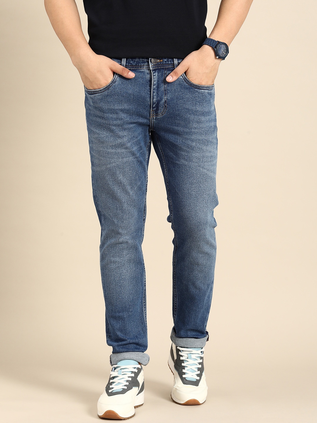 

Being Human Men Slim Fit Light Fade Stretchable Jeans, Blue