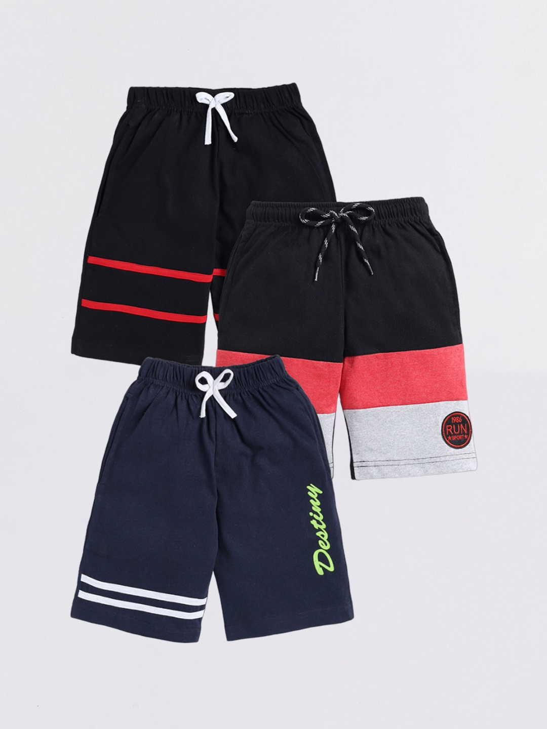 

Toonyport Girls Pack Of 3 Colourblocked Cotton Shorts, Black