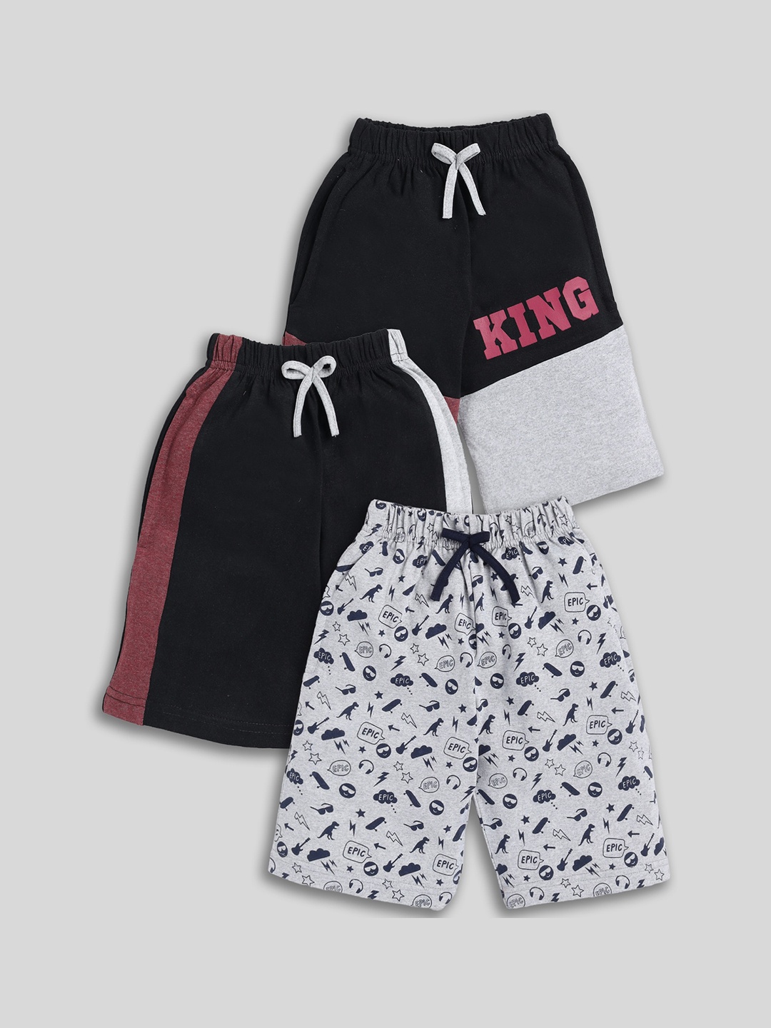 

Toonyport Girls Pack Of 3 Printed Cotton Shorts, Navy blue