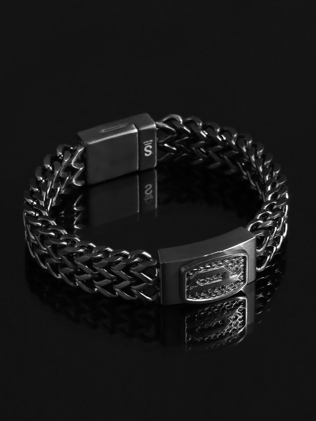 

Police Men Stainless Steel Matte Link Bracelet, Black