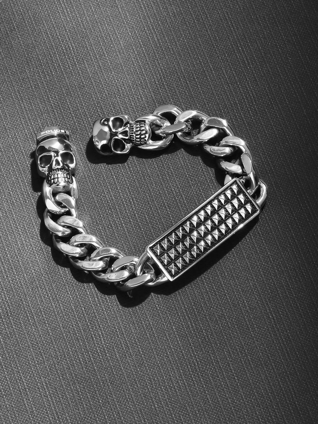 

Police Men Stainless Steel Silver Plated Bracelet