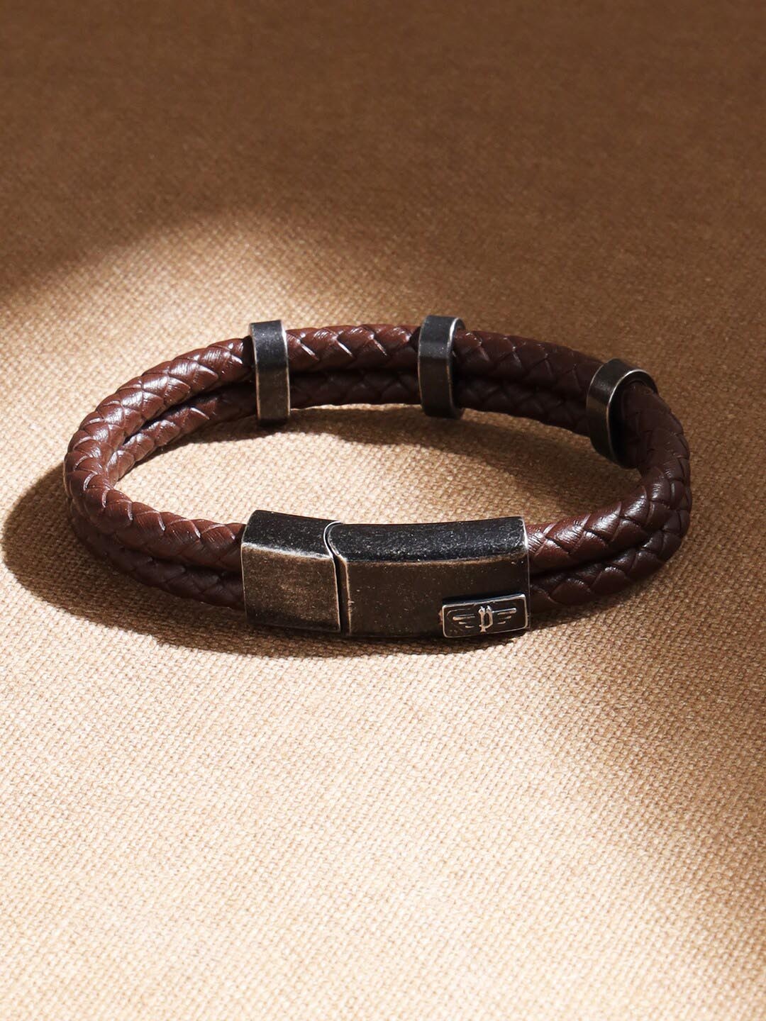 

Police Men Leather Wraparound Bracelet, Brown