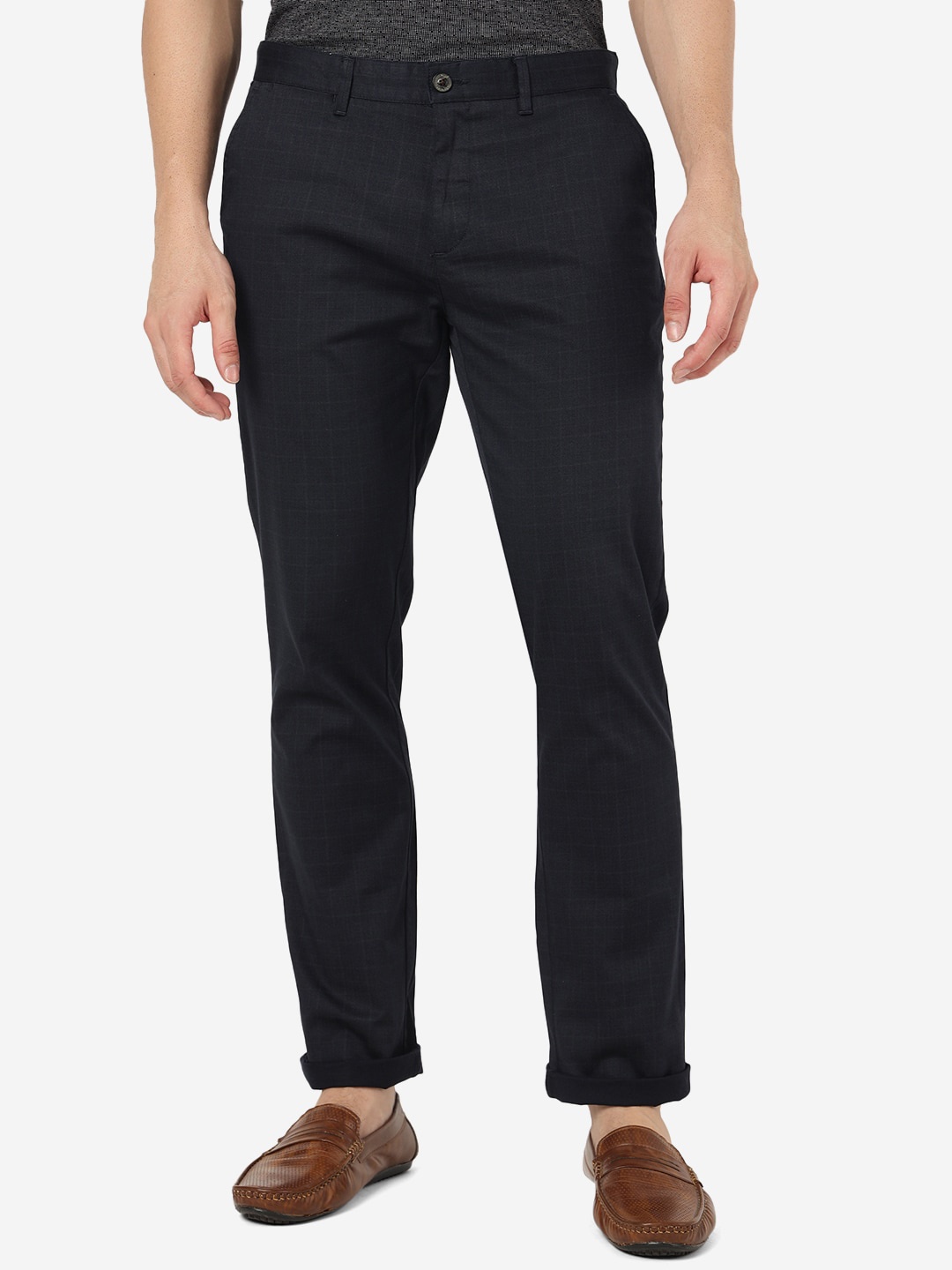 

JADE BLUE Men Mid-Rise Slim Fit Cotton Casual Trousers