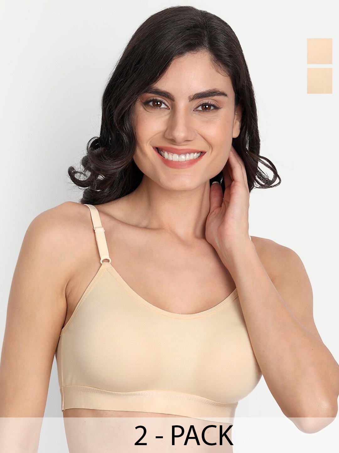 

T.T. Pack Of 2 Full Coverage Sports Bra With All Day Comfort, Beige