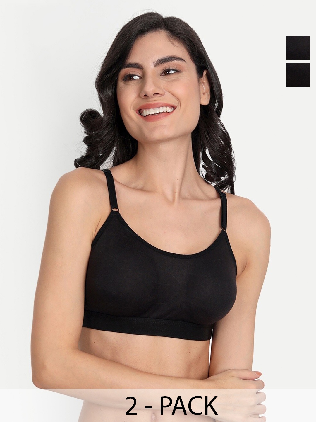 

T.T. Pack Of 2 Full Coverage Sports Bra With All Day Comfort, Black
