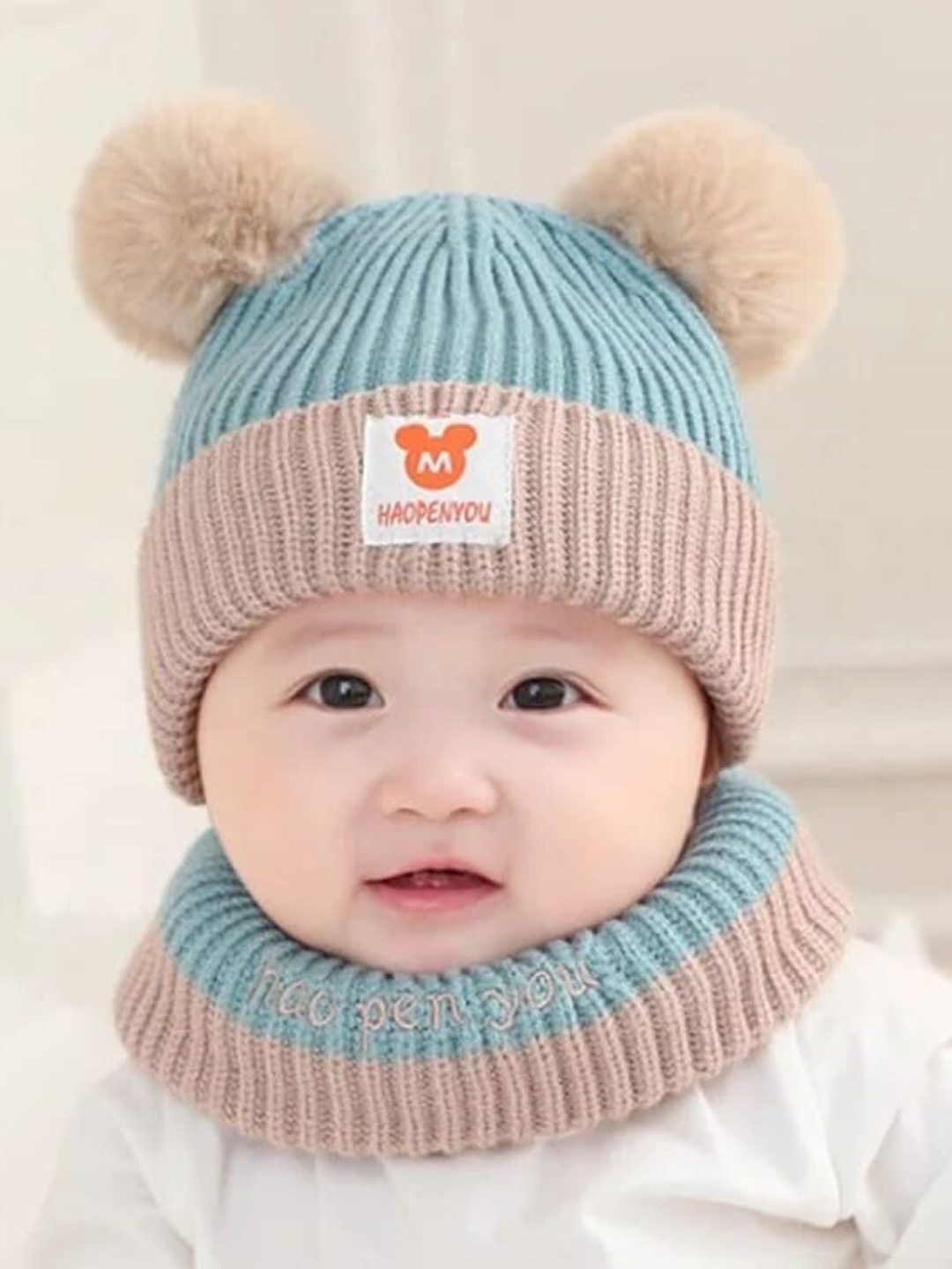 

EL REGALO Kids Pack Of 2 Self Design Beanie, Blue