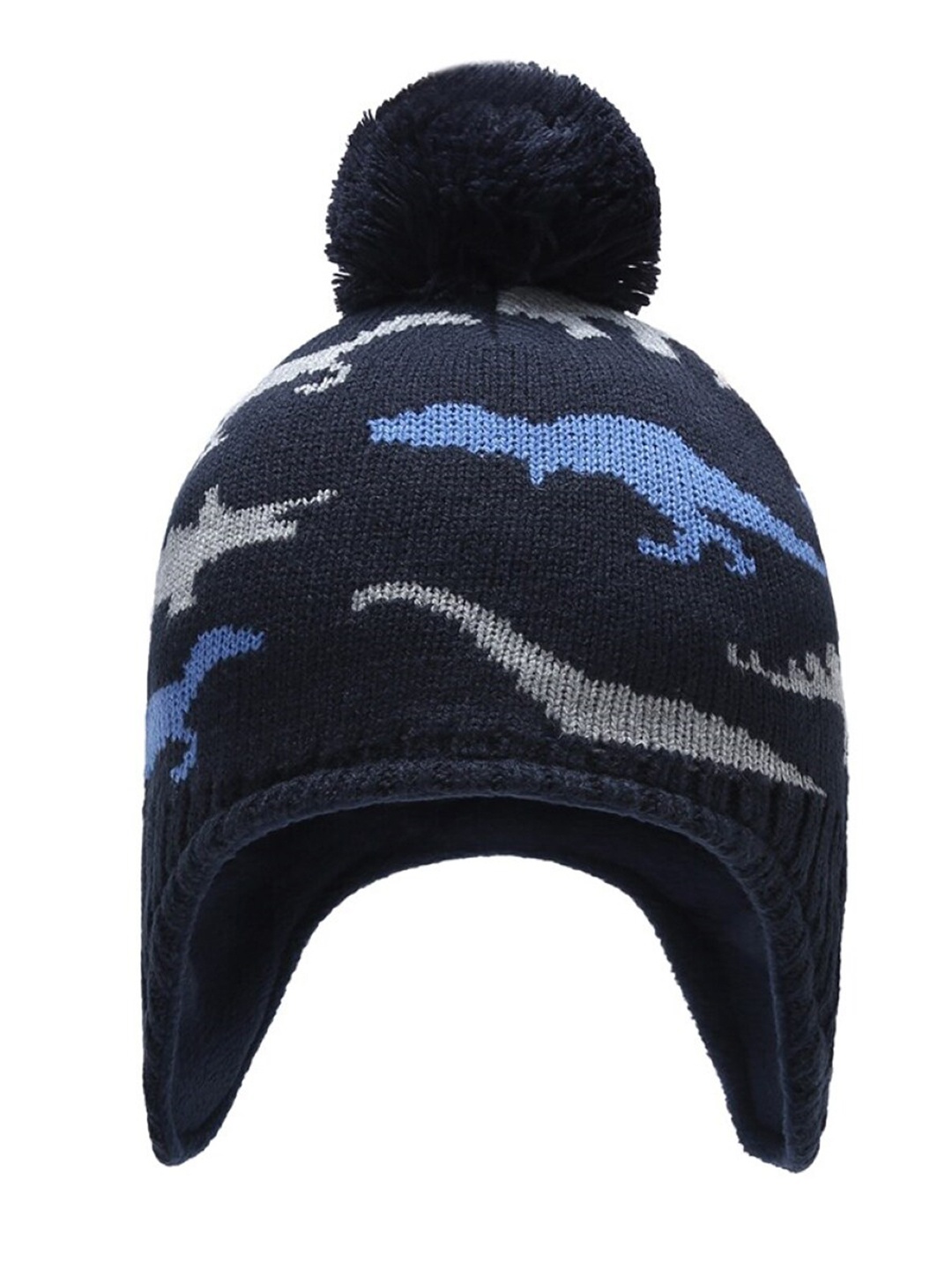 

EL REGALO Kids Grey Self Design Woollen Beanie, Navy blue