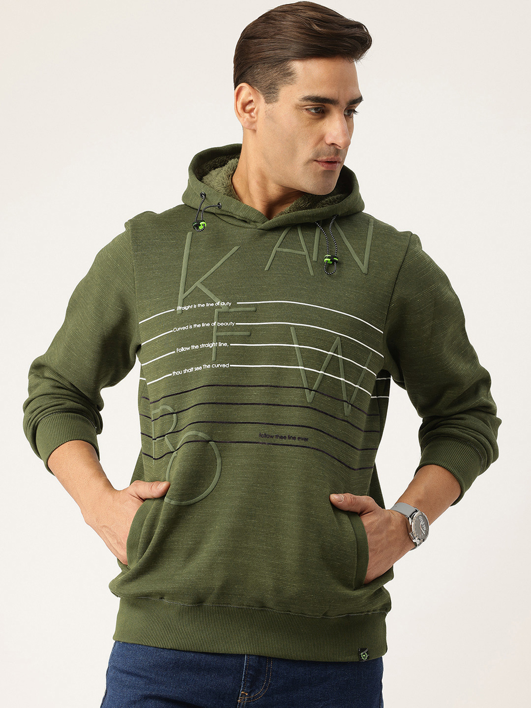

Monte Carlo Men Striped Hooded Sweatshirt, Olive