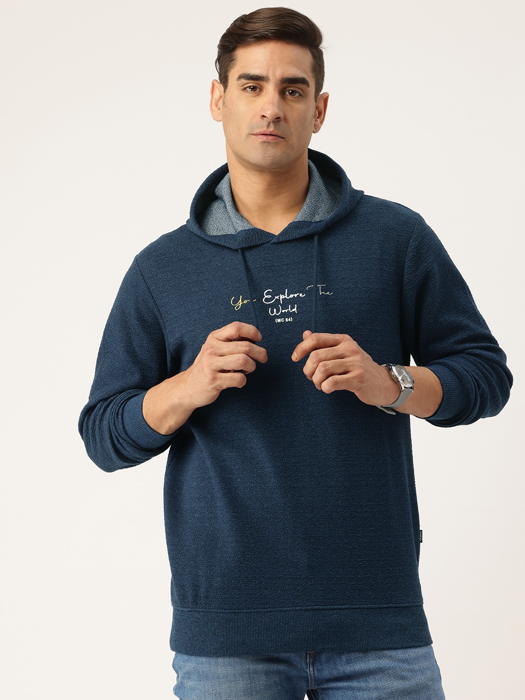 

Monte Carlo Men Printed Hooded Sweatshirt, Navy blue