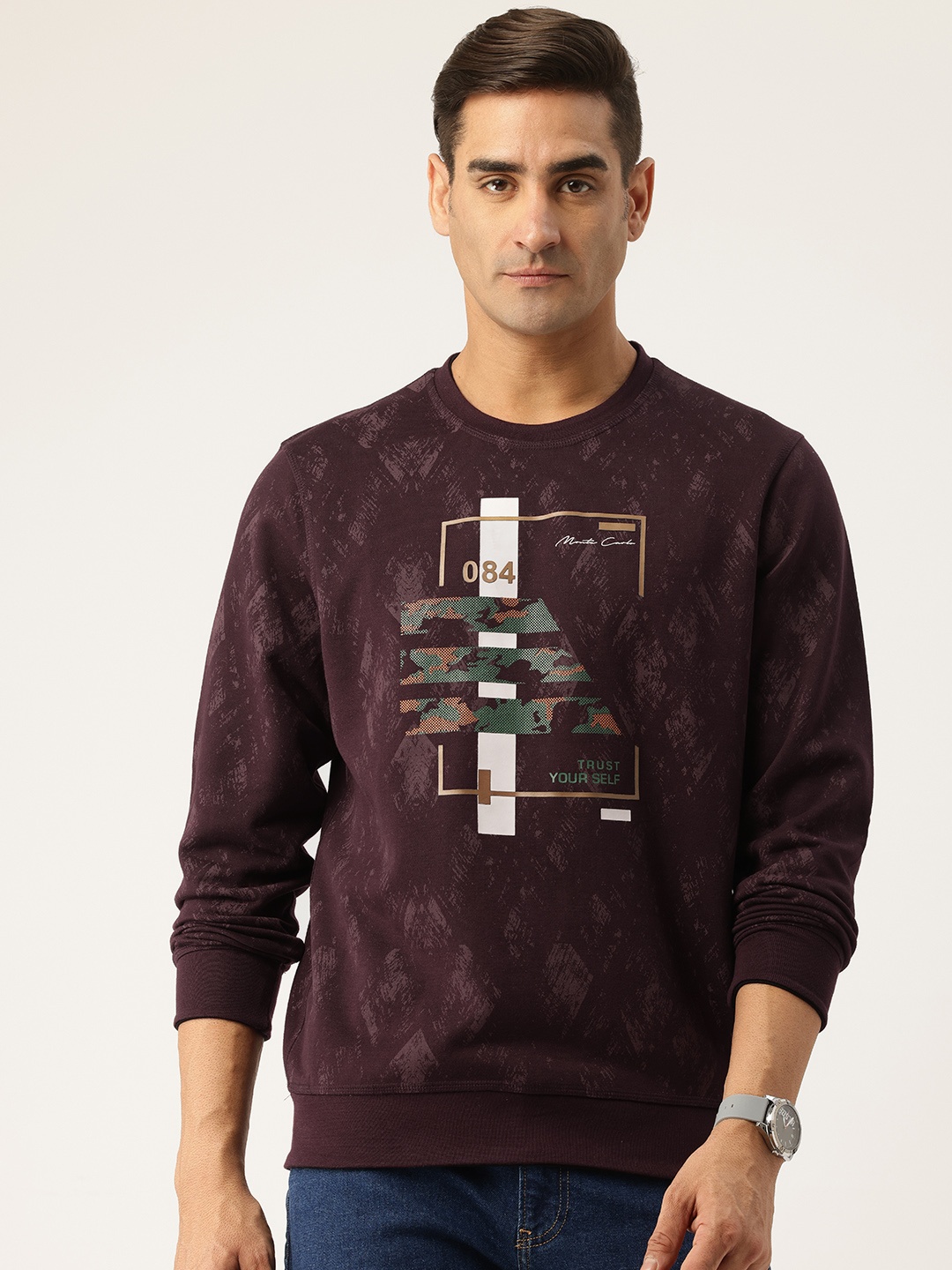 

Monte Carlo Men Printed Sweatshirt, Burgundy