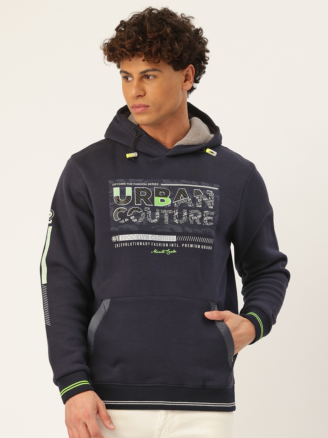 

Monte Carlo Typography Printed Hooded Sweatshirt, Navy blue