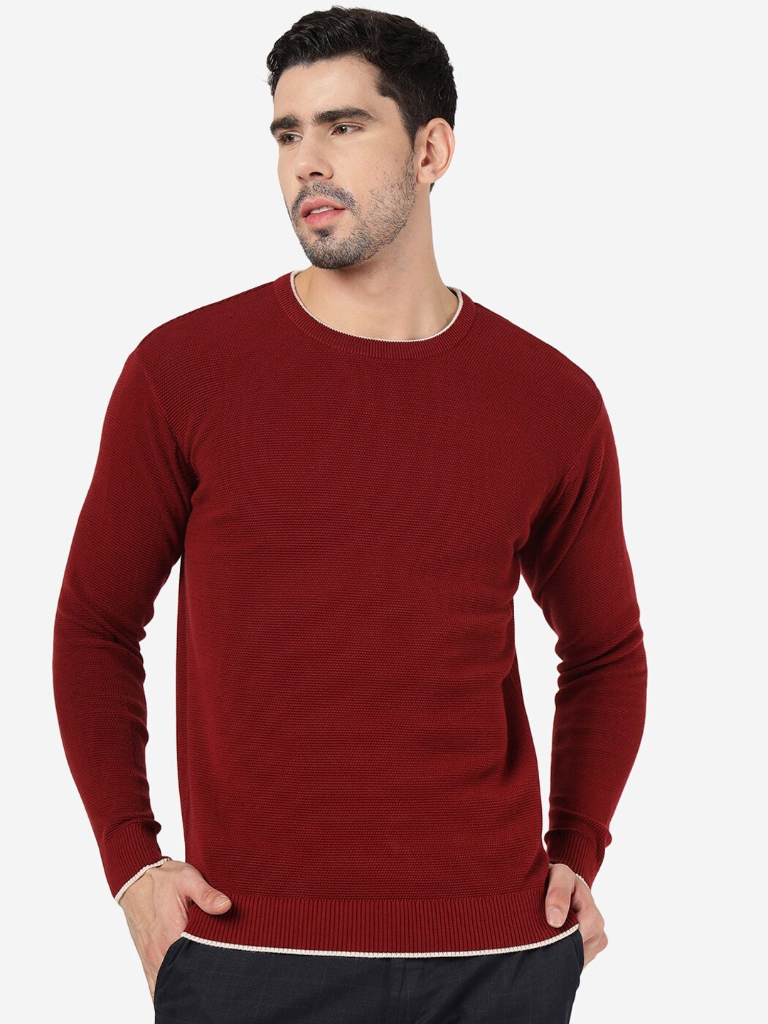 

JADE BLUE Slim Fit Pure Cotton T-shirt, Maroon