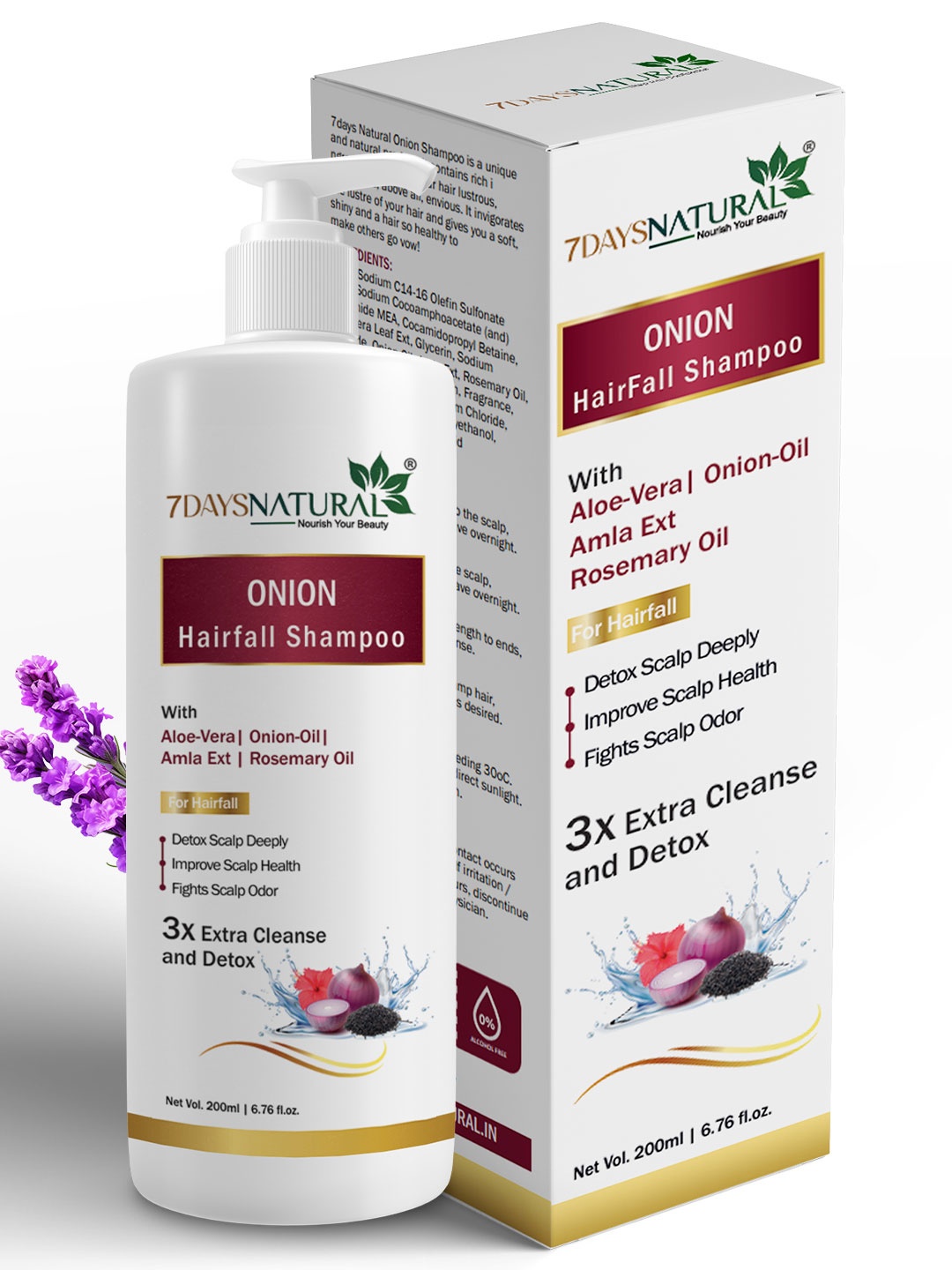 

7 DAYS Onion Shampoo For Hair Growth - 200ml, White