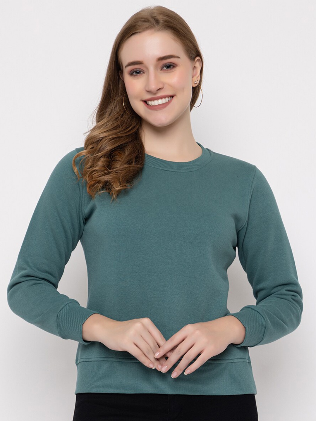 

FEMEA Round Neck Fleece Pullover, Teal