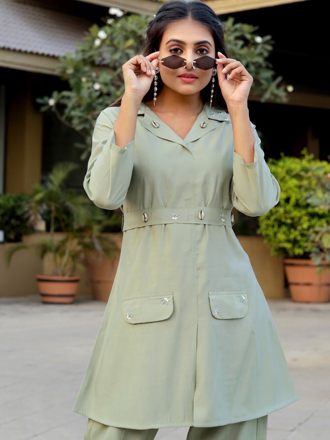 

Kiana House Of Fashion Shirt With Trousers, Green