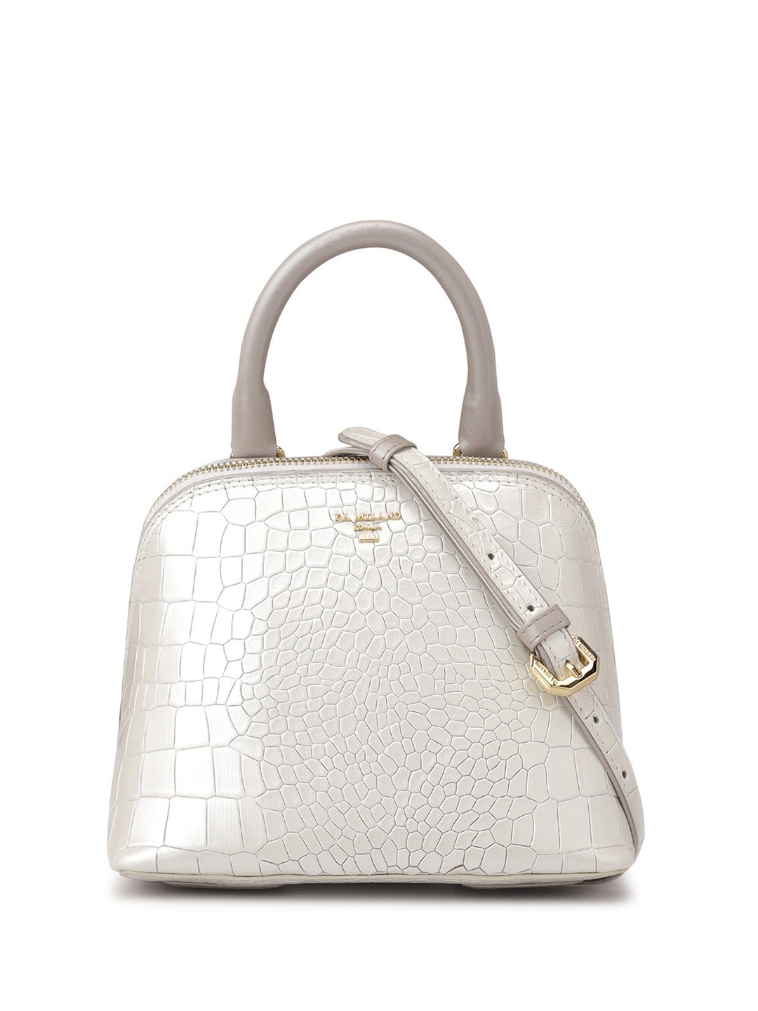 

Da Milano Textured Leather Satchel Bag, White