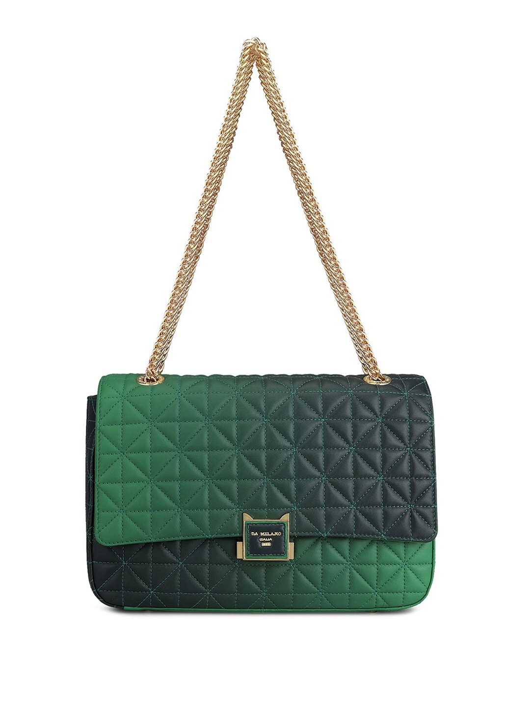 

Da Milano Textured Leather Structured Shoulder Bag With Quilted, Green