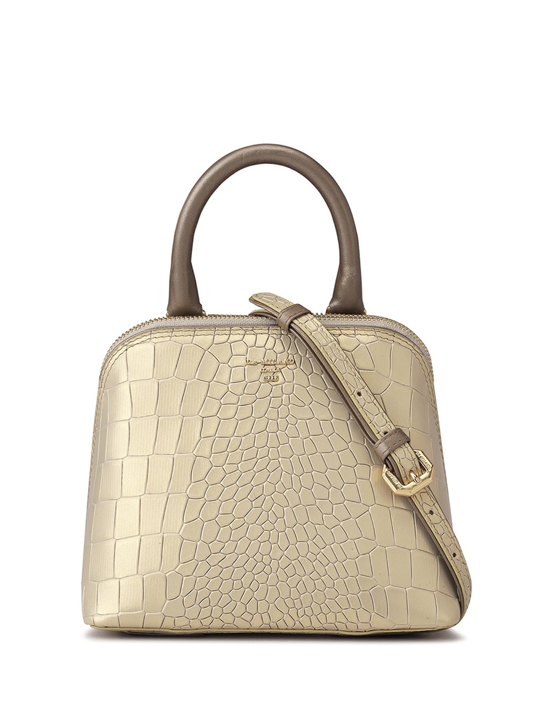 

Da Milano Textured Structured Leather Handheld Bag, Gold