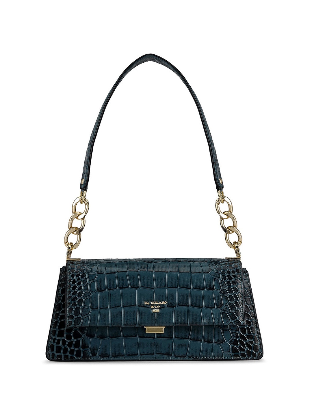 

Da Milano Textured Leather Structured Shoulder Bag, Navy blue