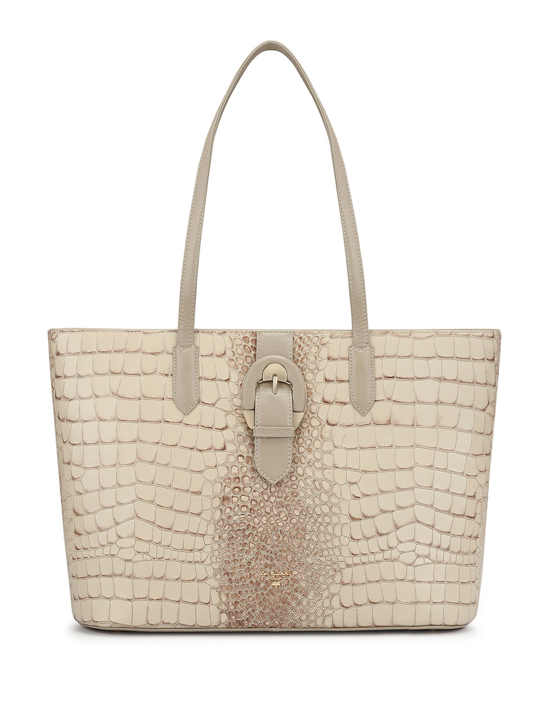 

Da Milano Animal Textured Structured Leather Shoulder Bag, Beige