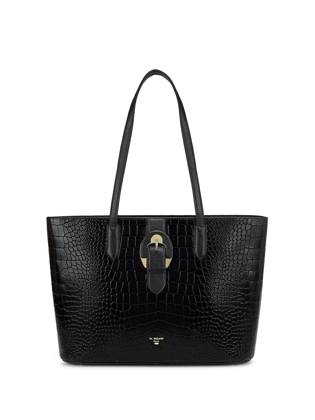 

Da Milano Textured Structured Leather Shoulder Bag, Black