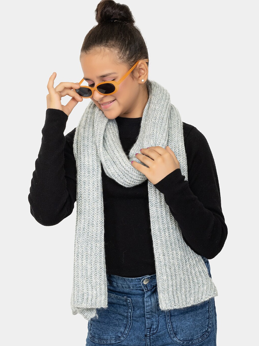 

513 Girls Acrylic Muffler, Grey
