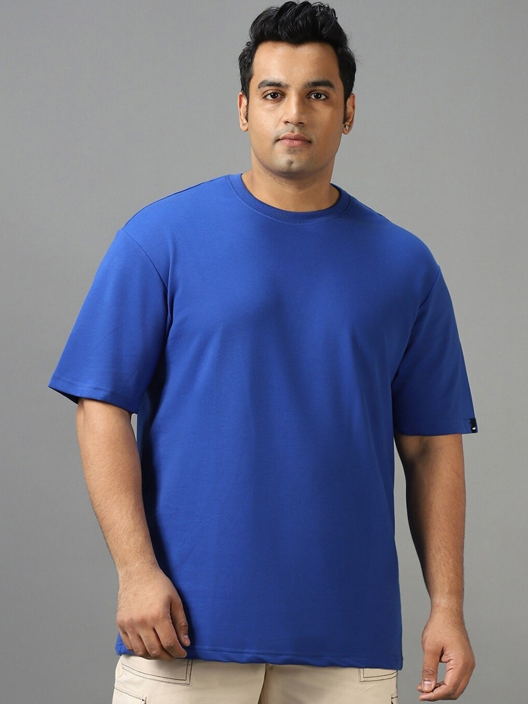 

Bewakoof Plus Size Oversized Cotton T-shirt, Blue