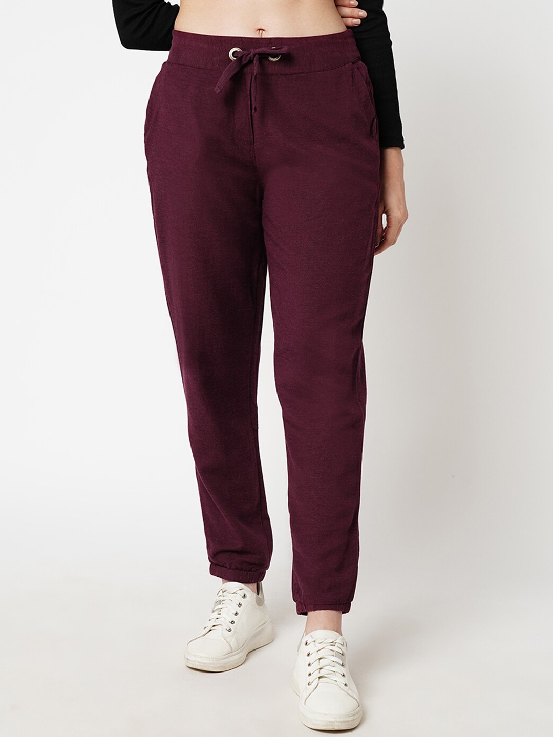 

ONLY Women Loose Fit High-Rise Culottes Joggers, Maroon