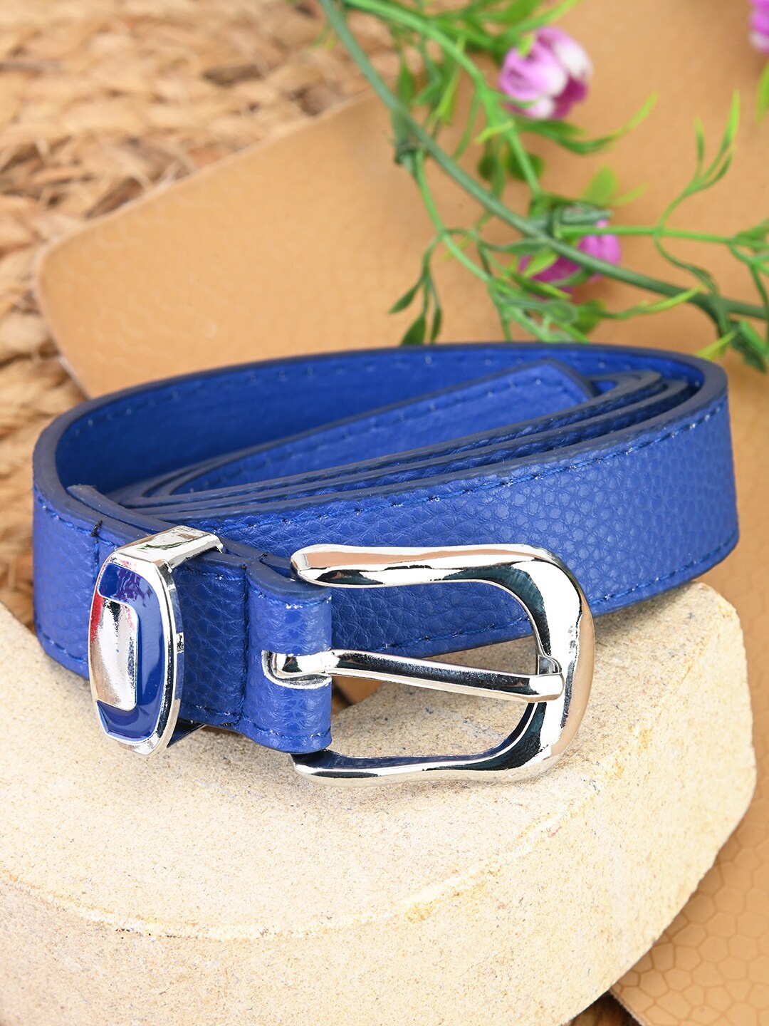 

BuckleUp Women Textured Slim Belt, Blue