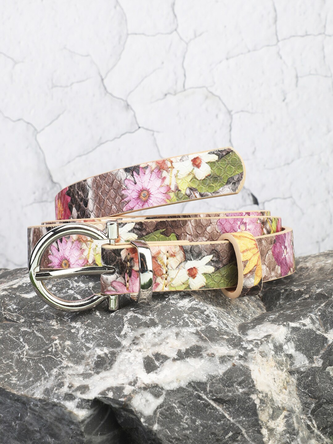 

BuckleUp Women Printed Slim Belt, Green