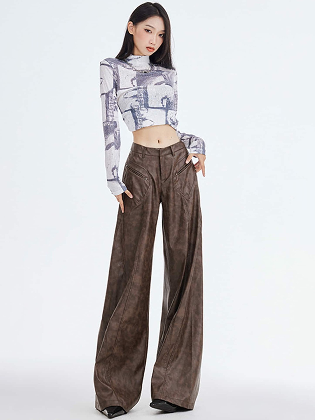 

LULU & SKY Women Mid Rise Parallel Trousers, Brown