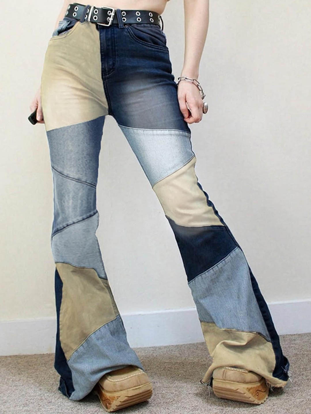 

LULU & SKY Women Colourblocked Regular Fit Mid-Rise Cotton Jeans, Blue