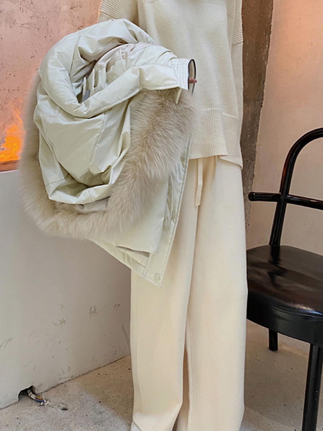 

LULU & SKY Women Mid-Rise Regular Trousers, Off white