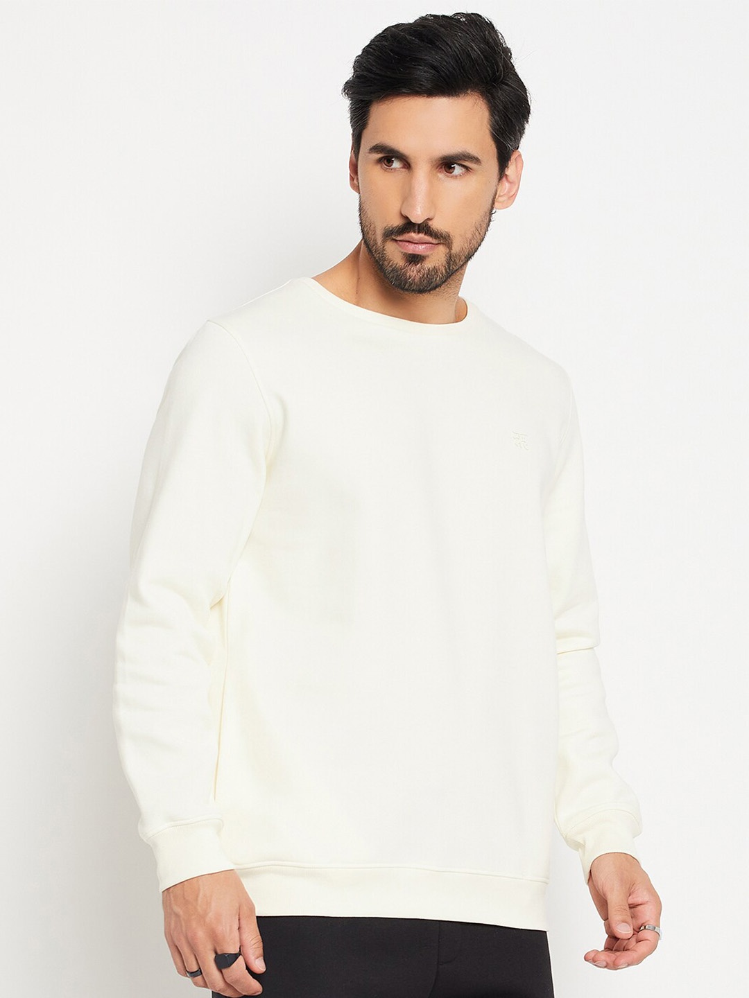 

EDRIO Round Neck Fleece Pullover Sweatshirt, White