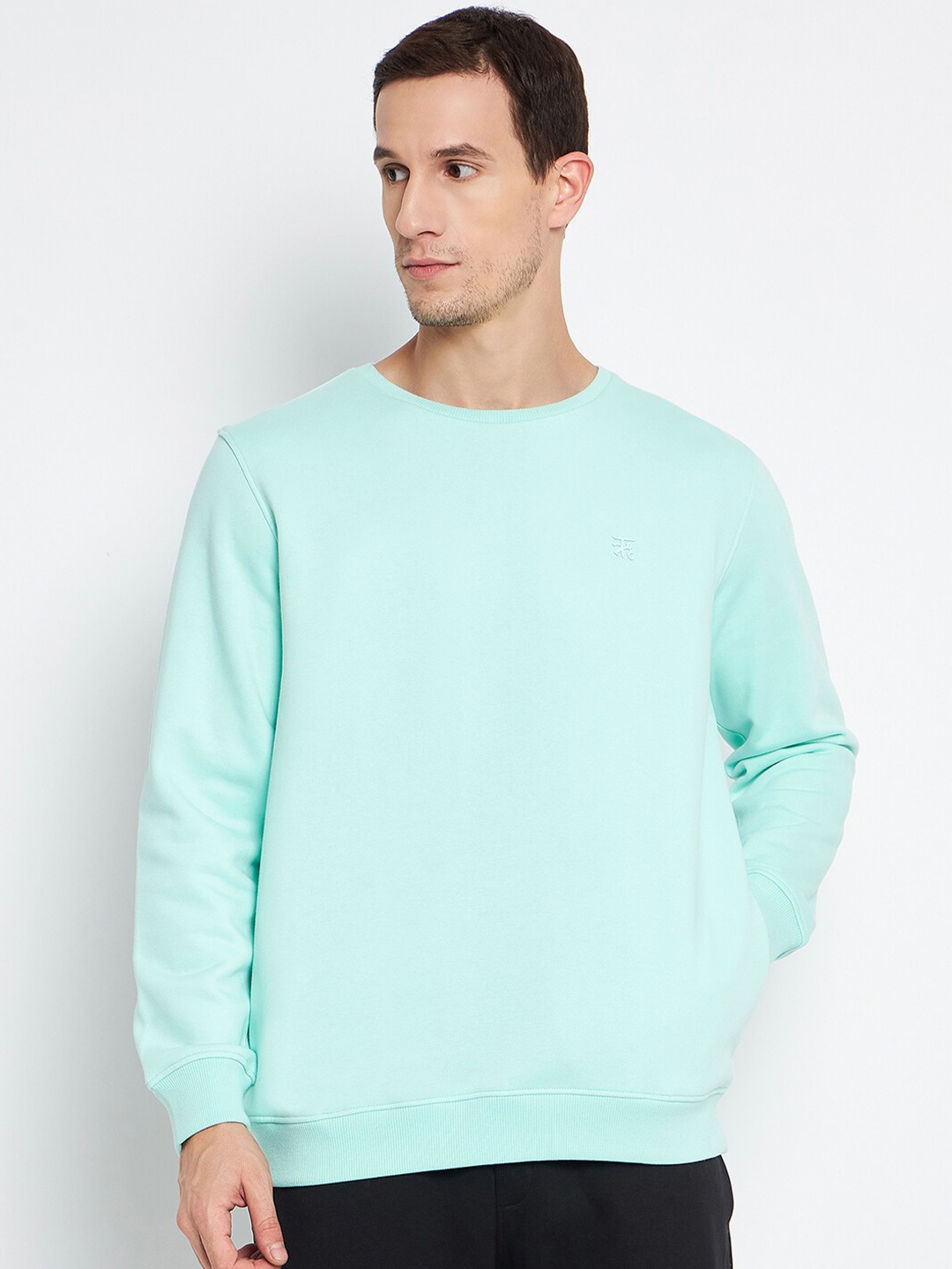 

EDRIO Round Neck Fleece Pullover, Turquoise blue
