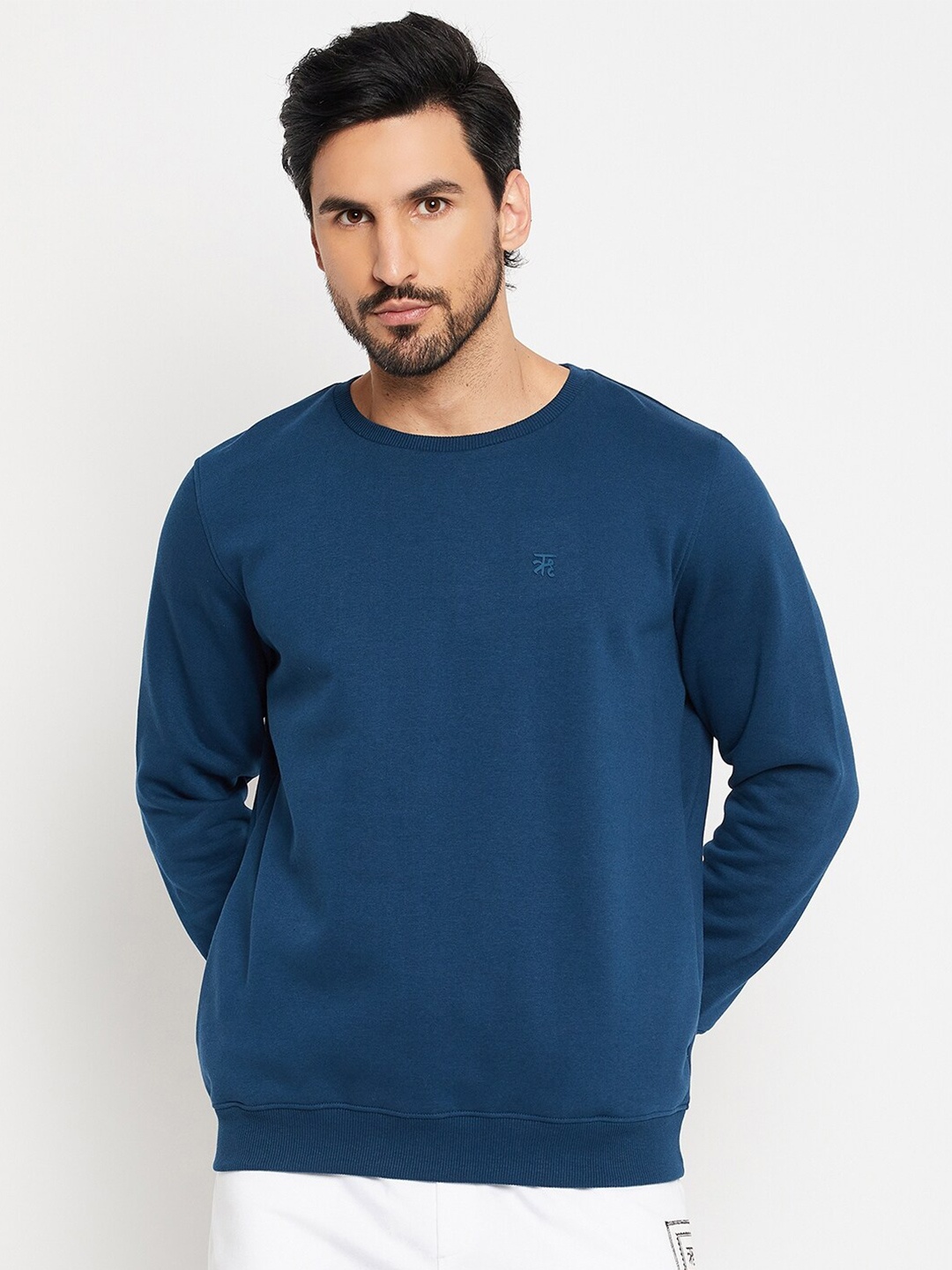 

EDRIO Round Neck Fleece Pullover Sweatshirt, Teal