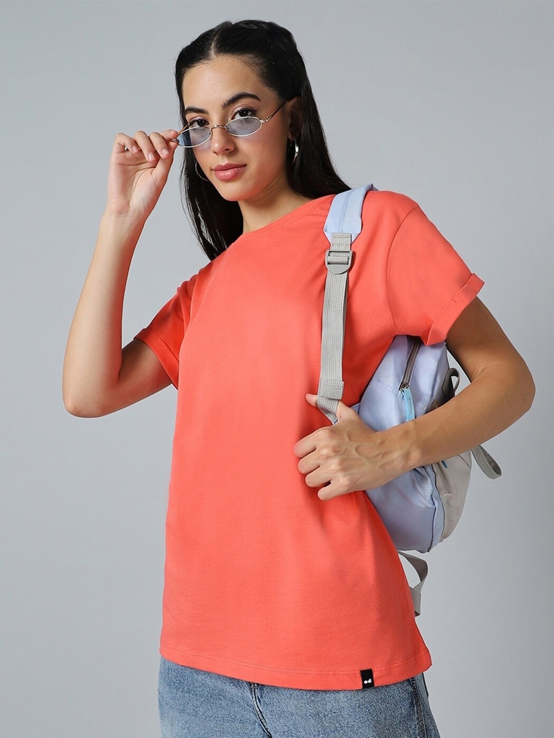 

Bewakoof Coral Round Neck Short Sleeves Cotton Relaxed Fit T-shirt
