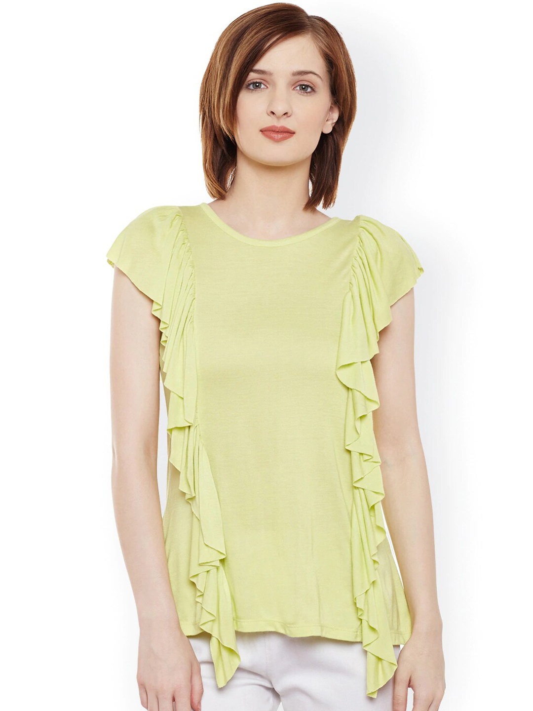 

BAESD Ruffled Cotton Top, Lime green