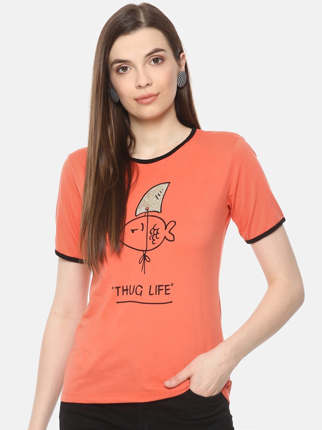 

BAESD Graphic Printed Cotton T-shirt, Orange