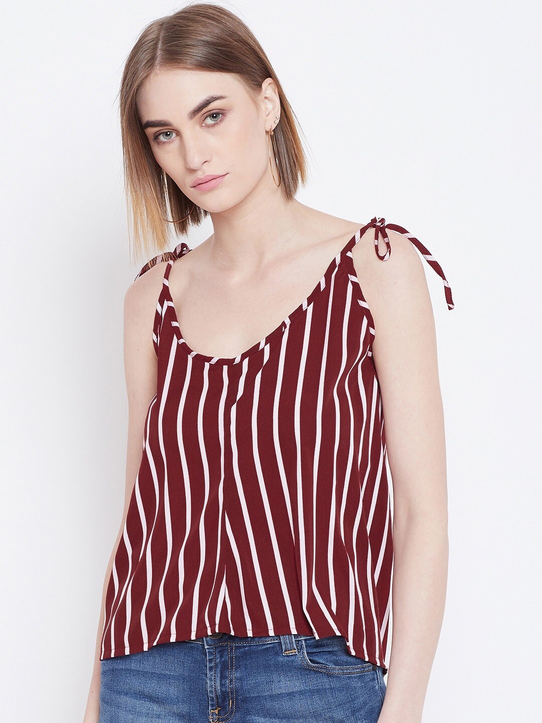

BAESD Vertical Striped Sleeveless Top, Maroon