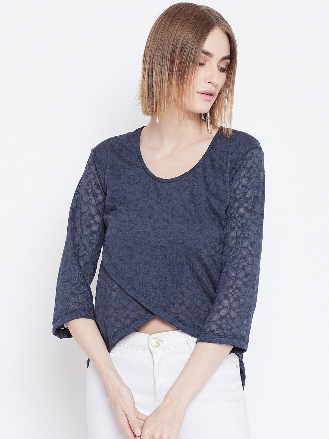 

BAESD Ethnic Motifs Printed Top, Navy blue