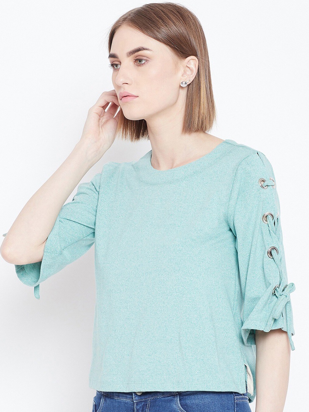 

BAESD Round Neck Regular Top, Green