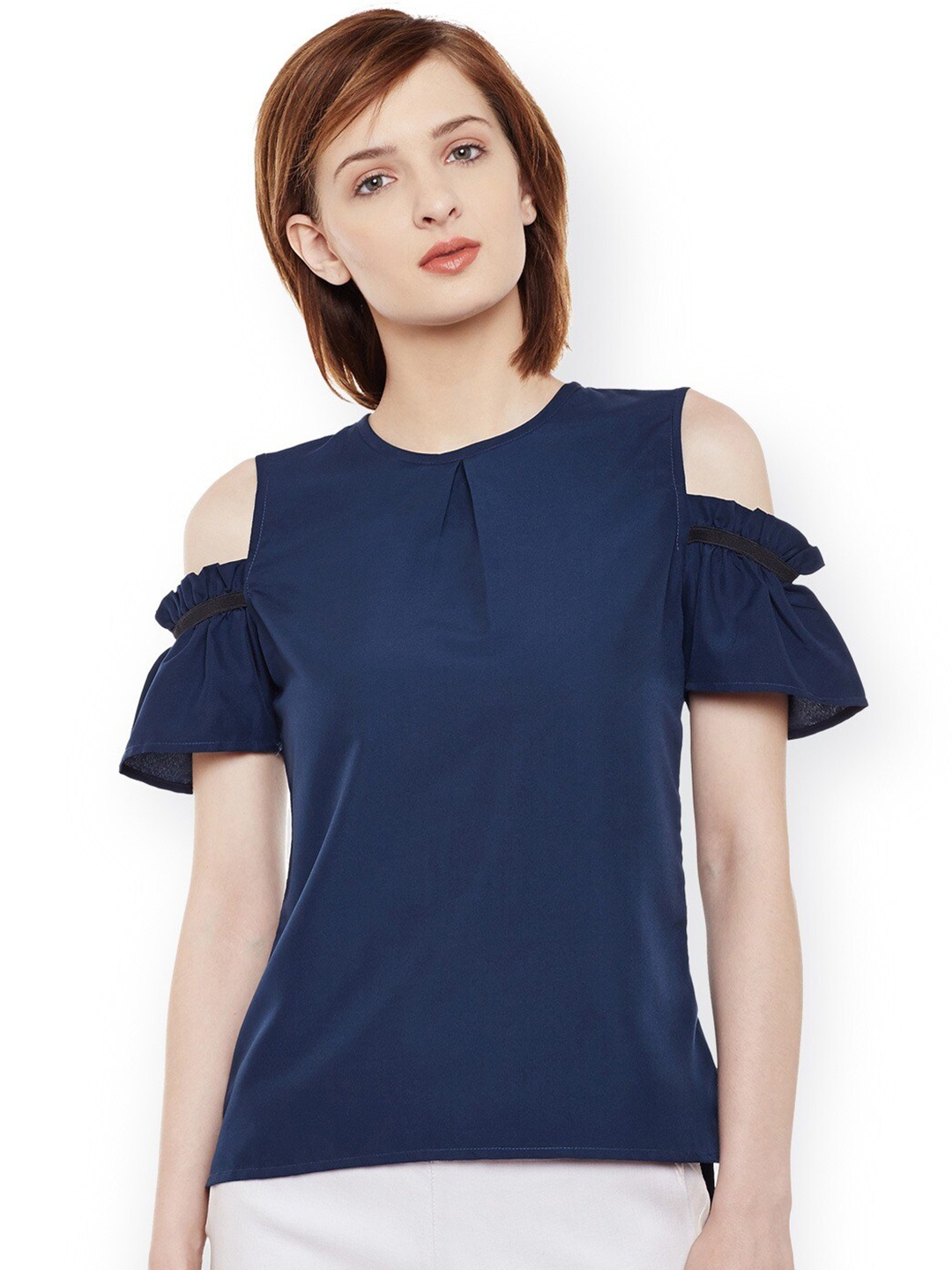 

BAESD Cold-Shoulder Sleeves Top, Navy blue