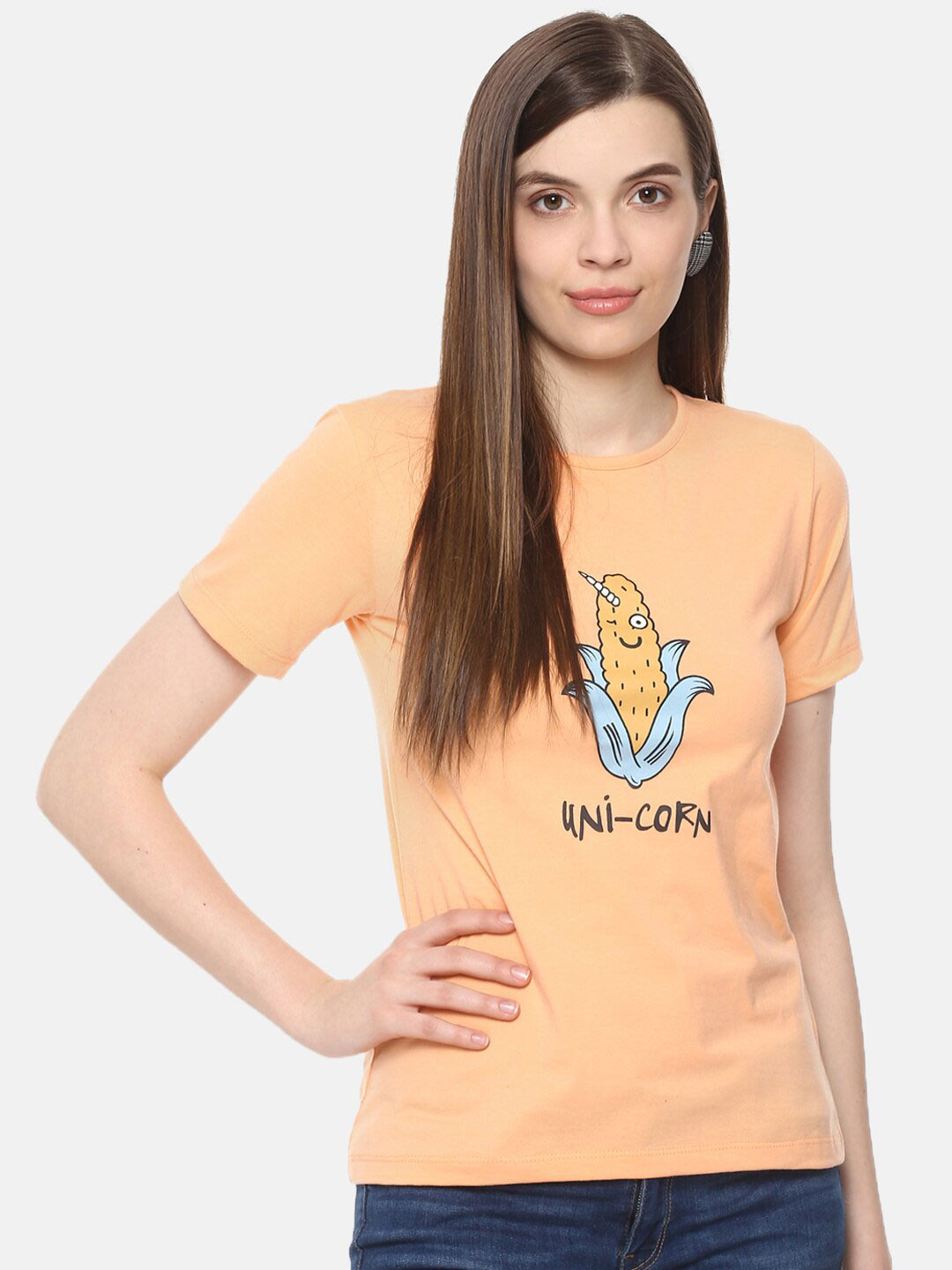 

BAESD Graphic Printed Cotton T-shirt, Peach