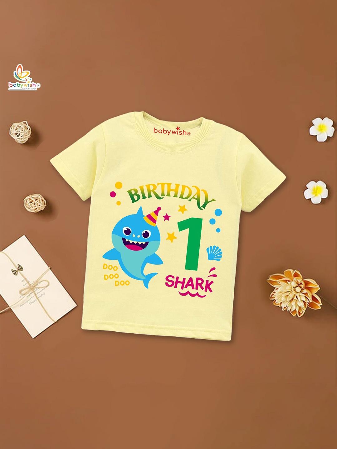 

Babywish Kids First Birthday Printed Cotton T-shirt, Yellow