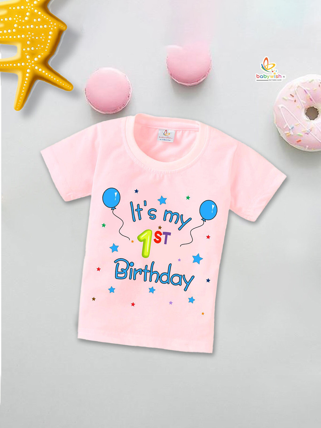 

Babywish Kids First Birthday Printed Cotton T-shirt, Pink