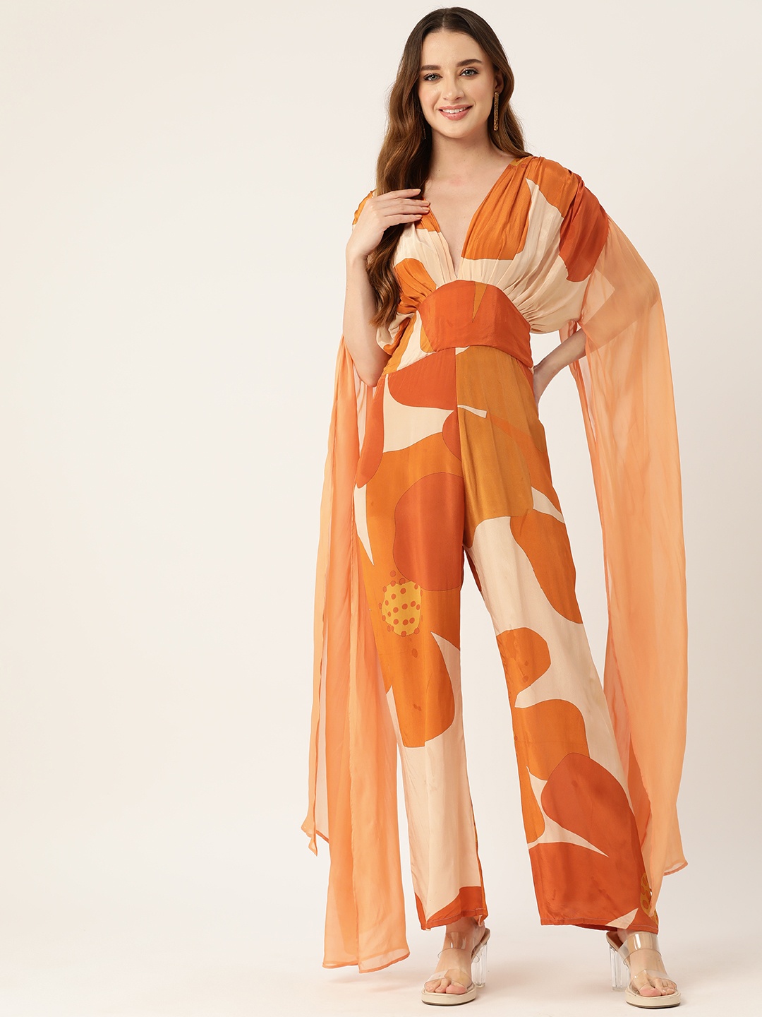 

Simaaya Printed Basic Jumpsuit, Orange